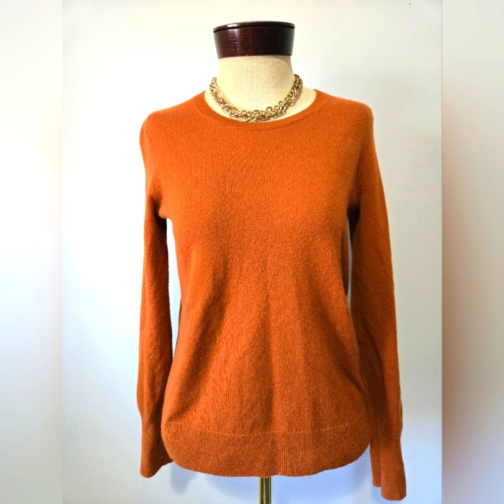 Everlane Cashmere Crew Neck Sweater In Burnt Orange. Size Small